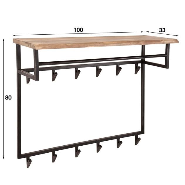 Porte-manteau Teun DH Intérieur Acacia LxlxH 102x84x35 Bois d'acacia Blanc photo indication de taille