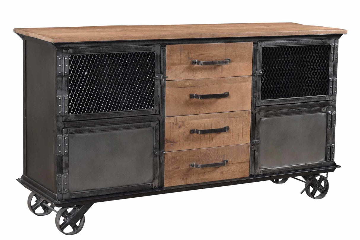 Buffet Bryce Dimehouse Marron LxlxH 153x80x40 Bois de manguier Photo blanche vue de face en diagonale