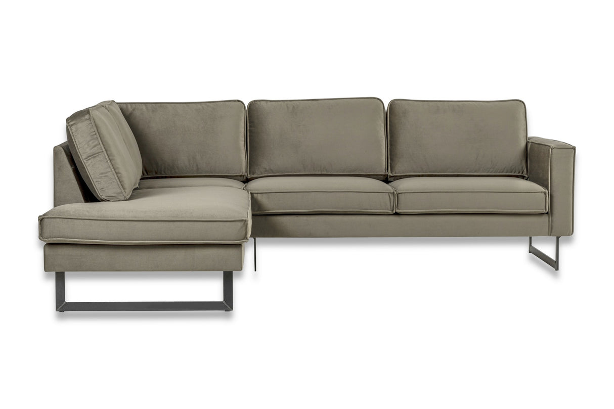 Bank Quinn DeGeBe Taupe LxBxH 180x100x60 Velvet Witfoto vooraanzicht