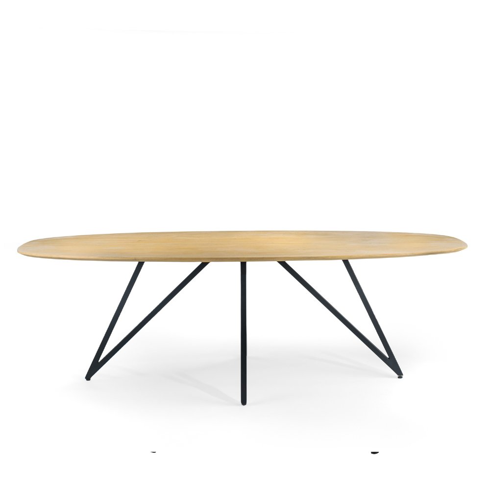 Table à manger Miami DH Intérieur Marron Bois de manguier Photo blanche vue de face