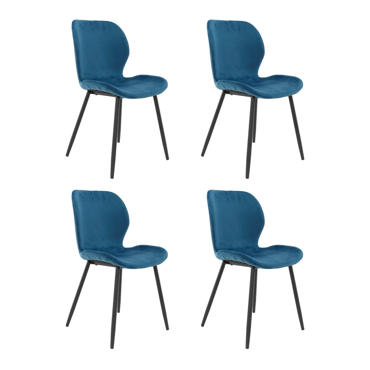 Ensemble de 4 chaises de salle à manger Argo Velours bleu