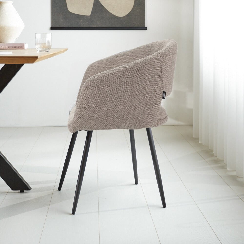 Ensemble de 4 chaises de salle à manger scandinaves en tissu taupe Don - Avec accoudoirs