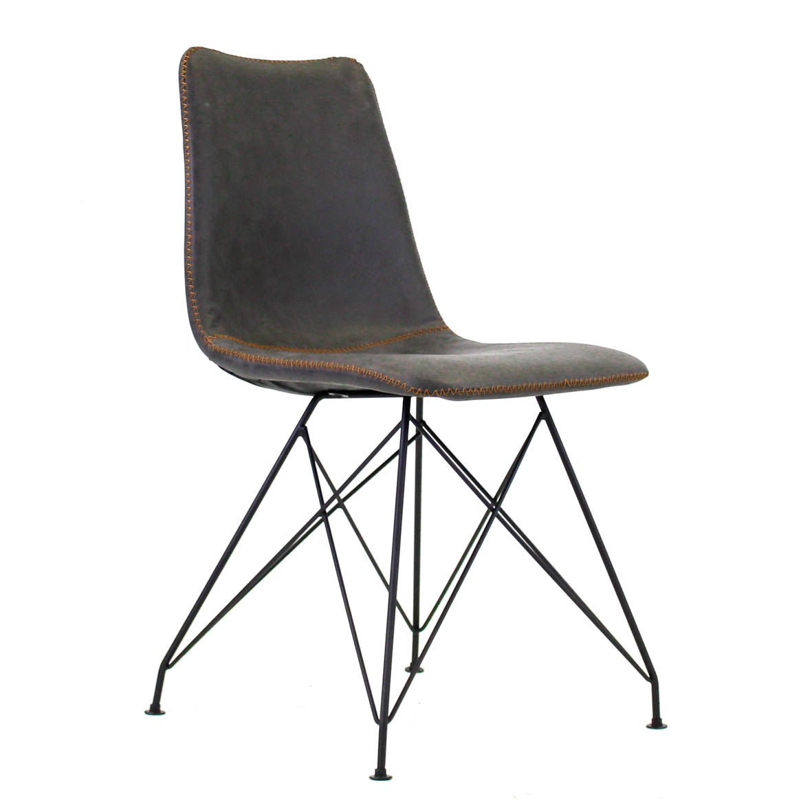 Chaise de salle à manger Viano Dimehouse Anthracite LxlxH 64x61x52 Simili cuir Photo blanche vue de face en diagonale