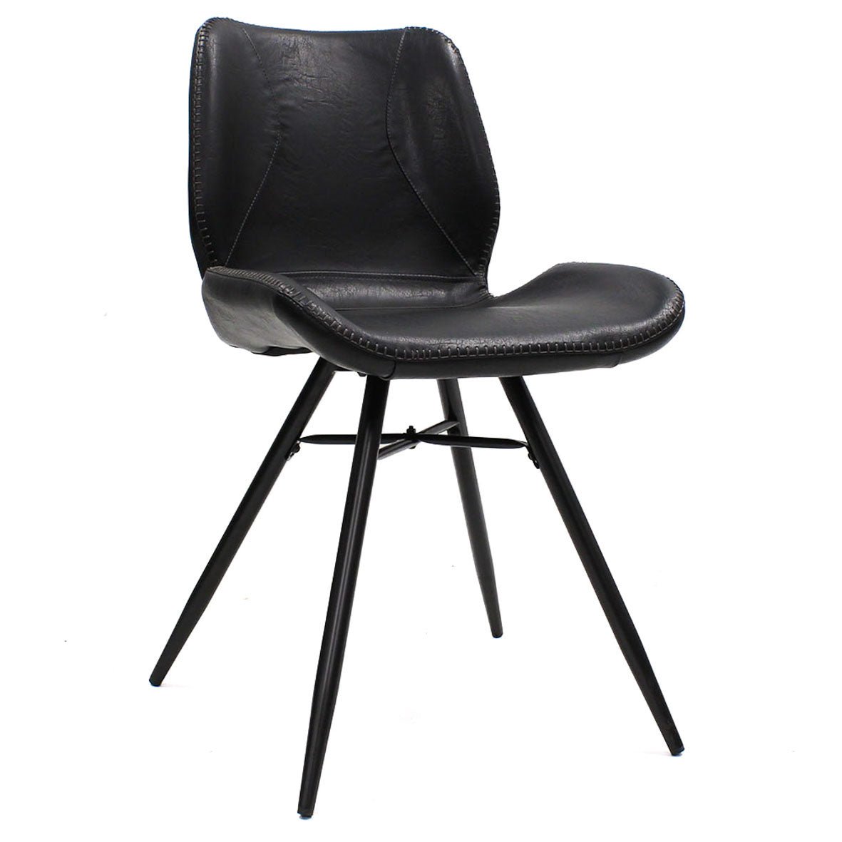 Chaise de salle à manger Beau cuir artificiel Dimehouse Noir LxlxH 72x68x50 Simili cuir Photo blanche vue de face en diagonale