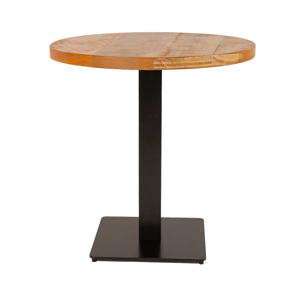 Table à manger Table de bistro Ronde Dimehouse Marron LxlxH 77x77x7 Bois de manguier Photo blanche vue de face