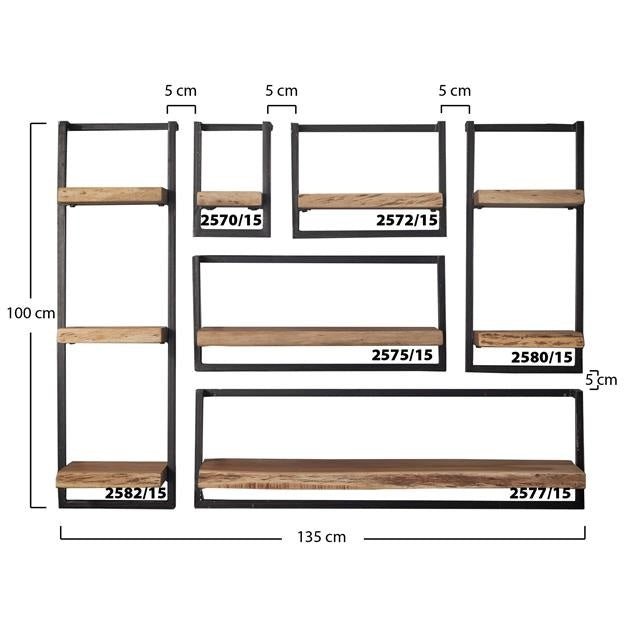 Etagère murale Aberdeen DH Intérieur Acacia LxlxH 105x36x13 Bois d'acacia Blanc photo indication de taille