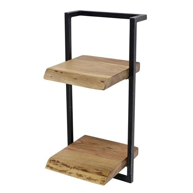 Etagère murale Aberdeen DH Intérieur Acacia LxlxH 65x32x12 Bois d'acacia Photo blanche vue de face diagonale