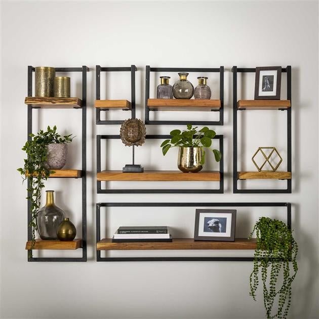 Etagère murale Aberdeen DH Intérieur Acacia LxlxH 104x36x13 Bois d'acacia Photo d'ambiance vue de face
