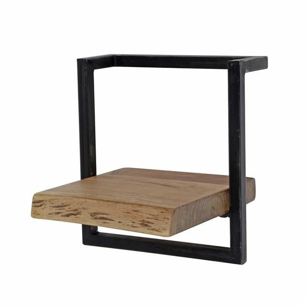 Etagère murale Aberdeen DH Intérieur Acacia LxlxH 33x31x12 Bois d'acacia Photo blanche vue de face diagonale