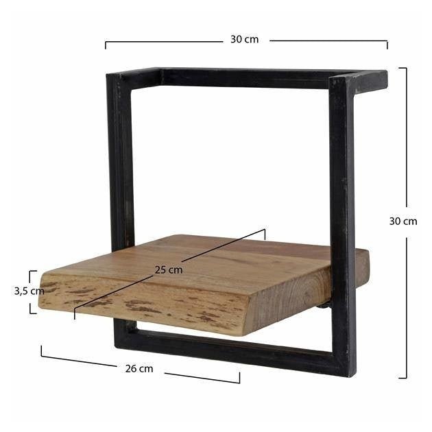 Etagère murale Aberdeen DH Intérieur Acacia LxlxH 33x31x12 Bois d'acacia Blanc photo indication de taille