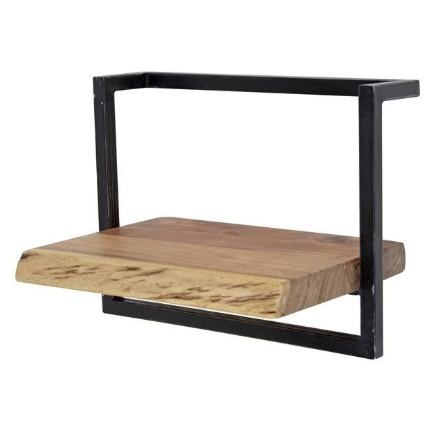 Etagère murale Aberdeen DH Intérieur Acacia LxlxH 41x33x12 Bois d'acacia Photo blanche vue de face diagonale