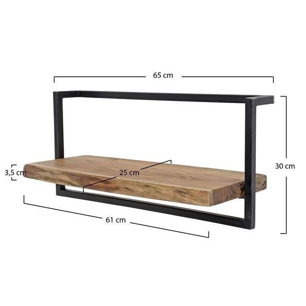 Etagère murale Aberdeen DH Intérieur Acacia LxlxH 66x33x11 Bois d'acacia Blanc photo indication de taille