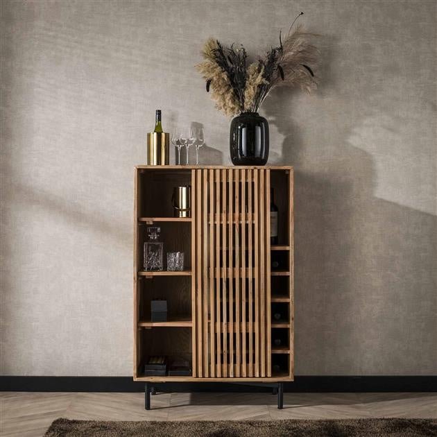 Cave à vin Monja DH Intérieur Acacia LxlxH 130x88x52 Bois d'acacia Photo d'ambiance vue de face