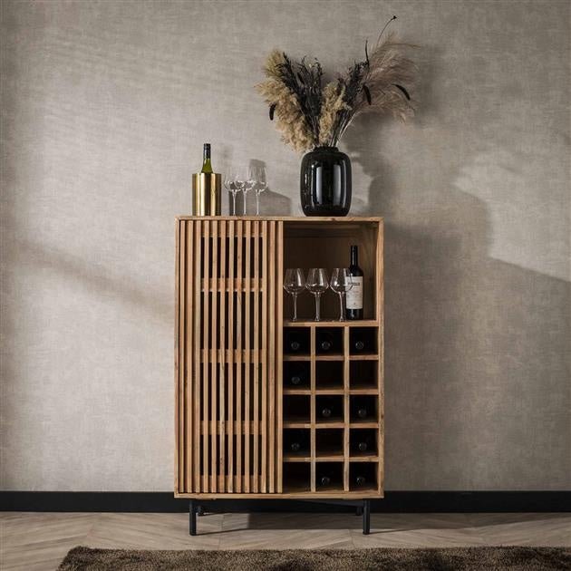 Cave à vin Monja DH Intérieur Acacia LxlxH 130x88x52 Bois d'acacia Photo d'ambiance vue de face