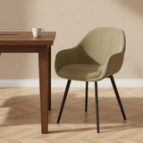 Chaise de salle à manger moderne Remy en velours côtelé vert - Avec accoudoirs 