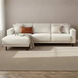 Canapé d'angle moderne à gauche en tissu beige Aniko avec chaise longue 238x142x78 cm 