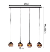 Lampe à suspension Viola 4 lumières verre marron