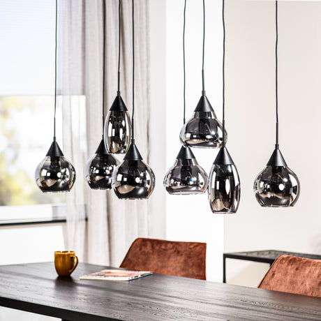 Hanglamp Kesi 8-lichts smoke glas