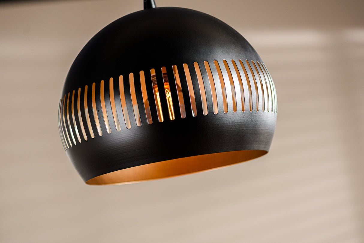 Lampe à suspension Indy 3 lumières demi-ronde métal noir