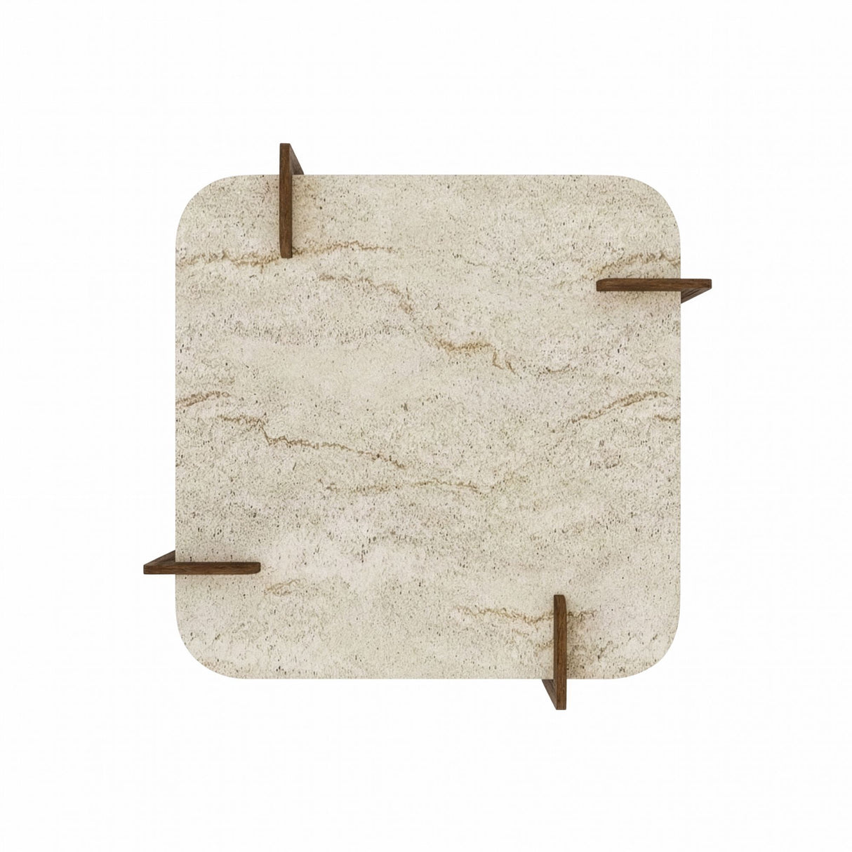 Afrolli table basse aspect travertin noyer 90x90 aspect travertin et noyer bois composite enduit mélaminé