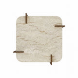 Afrolli table basse aspect travertin noyer 90x90 aspect travertin et noyer bois composite enduit mélaminé