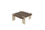 Table basse Afrolli noyer travertin 90 x 90 cm Noyer, travertin Bois mélaminé