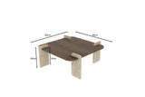 Table basse Afrolli noyer travertin 90 x 90 cm Noyer, travertin Bois mélaminé