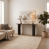 Table d'appoint ovale mélamine noire 150x35 cm - Sota