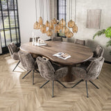 Table à manger organique Alo en bois d'acacia brun 240x160 cm 