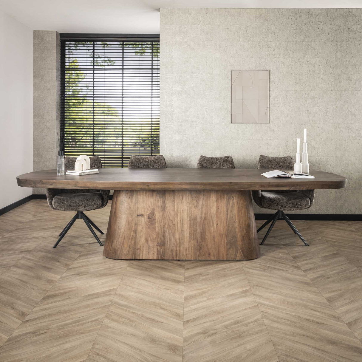 Table à manger ovale en teck Deens Alo 300x120 cm 