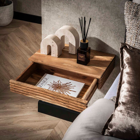Tables de chevet Arlo Set de 2 – Acacia massif avec tiroir 