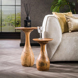 Ensemble de 2 tables d'appoint Acacia Druppel 30x30x45 cm 
