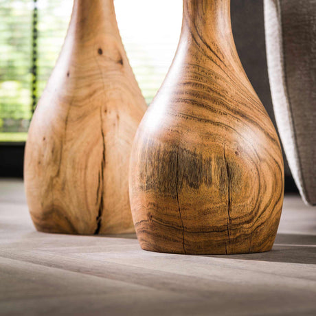 Ensemble de 2 tables d'appoint Acacia Druppel 30x30x45 cm 