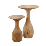 Ensemble de 2 tables d'appoint Acacia Druppel 30x30x45 cm 