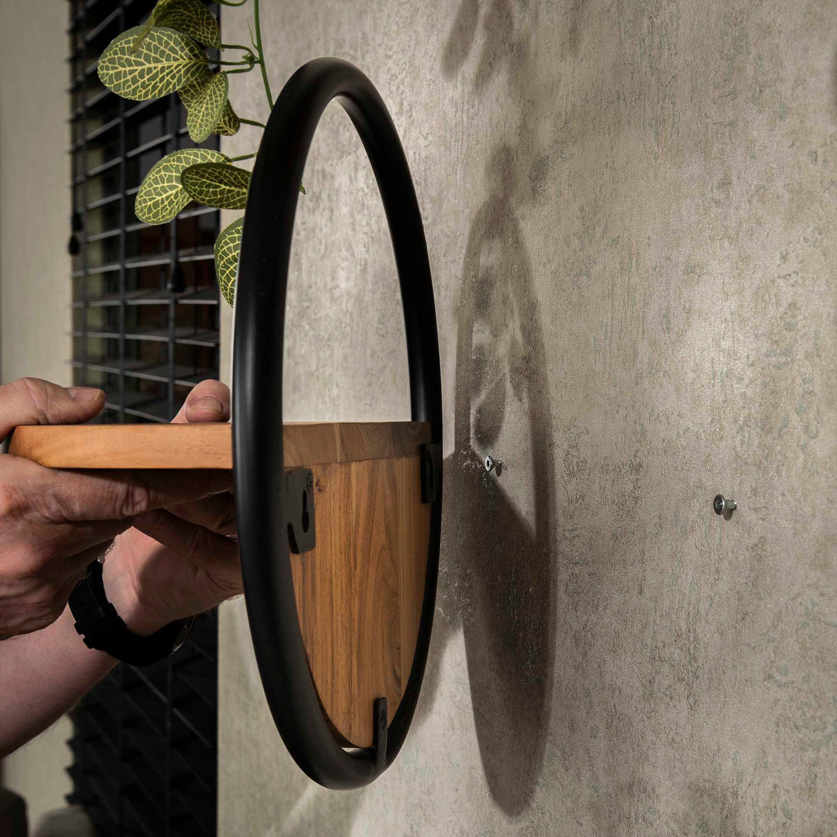 Étagère murale ronde en bois massif d'acacia de 35 cm, ensemble de 3 