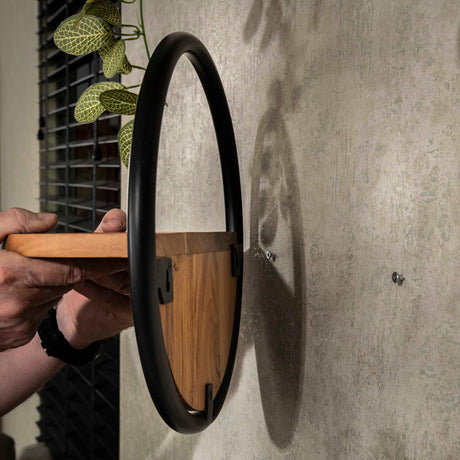 Étagère murale ronde en bois massif d'acacia de 35 cm, ensemble de 3 