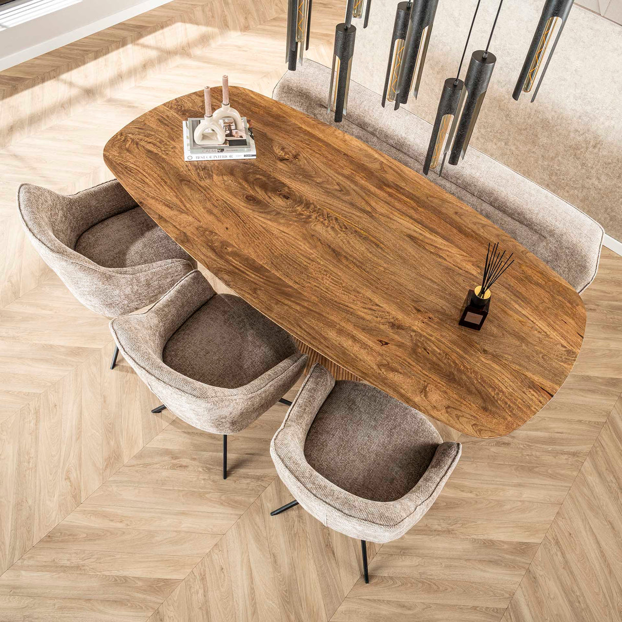 Eettafels - Eettafel Sue 215 cm Mangohout Zand - Dimehouse