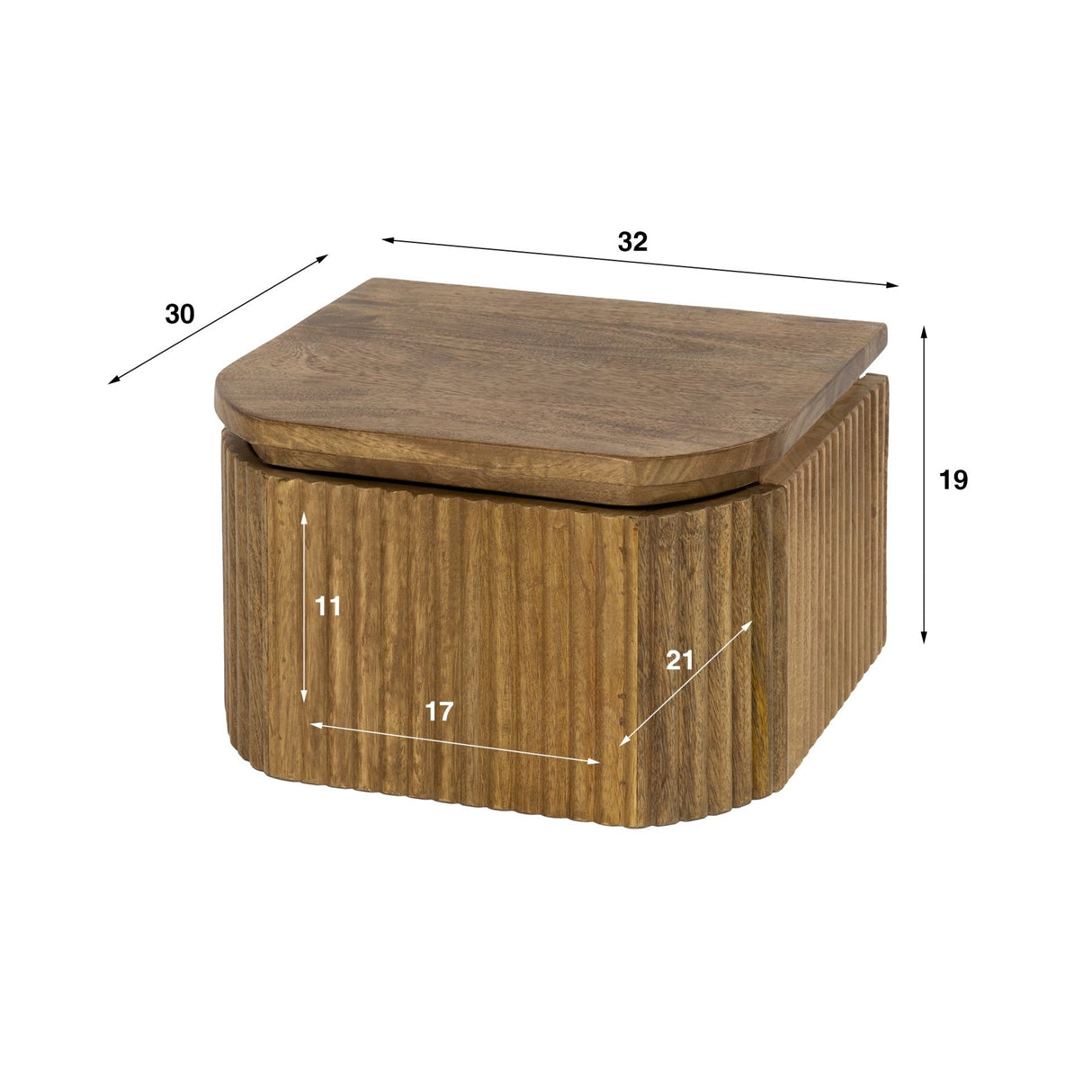 Table de chevet flottant Bois de manguier Sable – 1 tiroir 