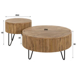 Lot de 2 tables basses rondes Maria en manguier