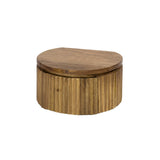 Table de chevet flottant Curve rond 1-tiroir Bois de manguier sable 