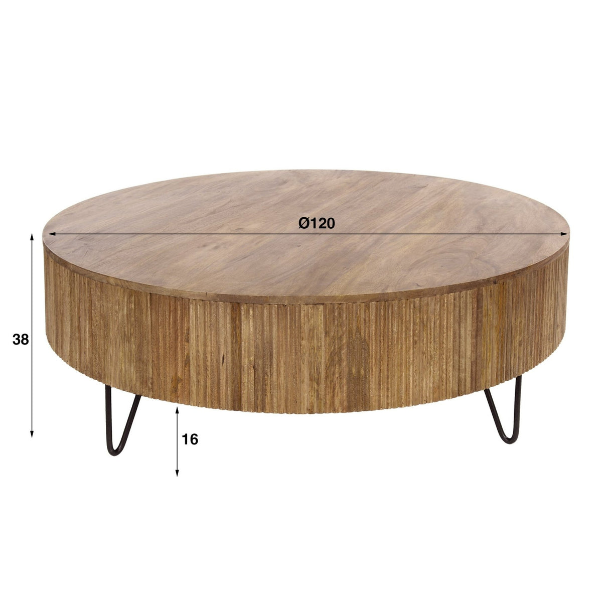 Table basse ronde Bois de manguier Ø120 cm - Couleur sable 