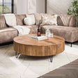 Tables basses - Table Basse Ronde Lio Bois de manguier Ø120 cm Couleur sable - Dimehouse