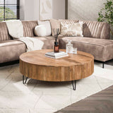 Table basse ronde Bois de manguier Ø120 cm - Couleur sable 