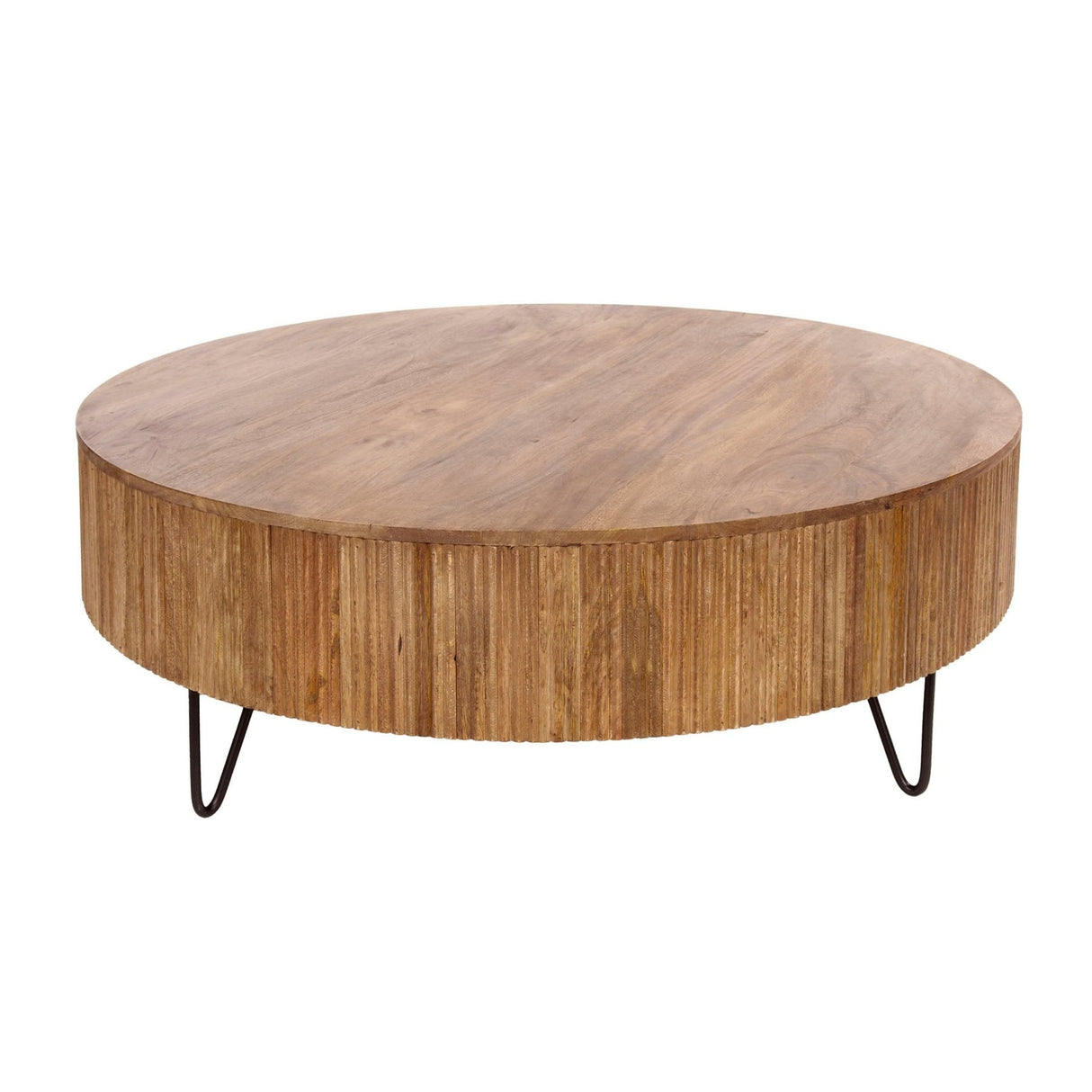 Table basse ronde Bois de manguier Ø120 cm - Couleur sable 