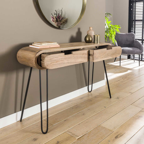 Coiffeuse Jasmine DH Interior Mango LxPxH 124x35x28 Bois de manguier Photo d'ambiance détail
