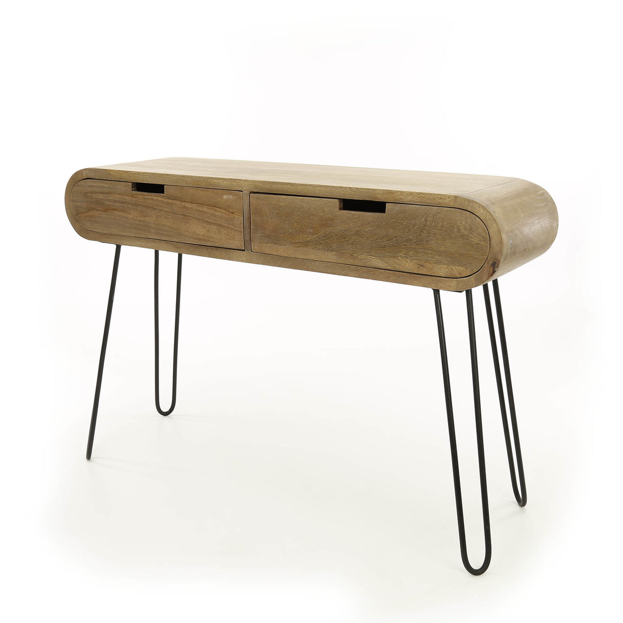 Coiffeuse Jasmine DH Interior Mango LxPxH 124x35x28 Bois de manguier Photo blanche vue en diagonale de face