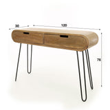 Coiffeuse Jasmine DH Interior Mango LxPxH 124x35x28 Bois de manguier Photo blanche indication des dimensions