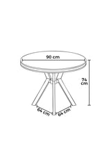 Table à manger Mos aspect marbre ovale 90 cm Aspect marbre blanc avec panneau laqué 100% doré