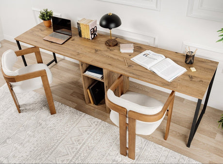 Bureau d'étude Twin Study Desk Melamine Pine Atlantique 240x60 Pine Atlantique Noir 