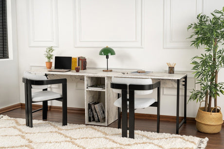 Bureau d'étude jumelé Freesia Marbre Noir 240x60 cm en mélamine 
